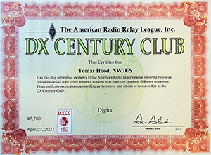 NW7US, Tomas - DXCC - Data - 150+